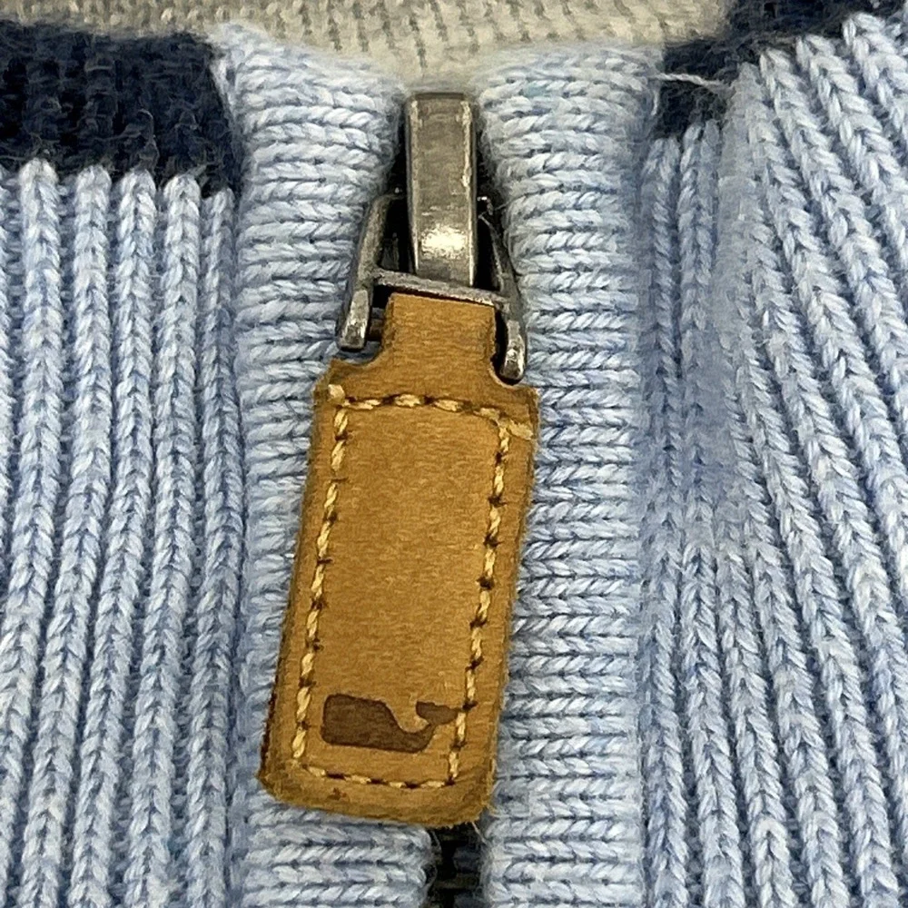 Vineyard Vines Quarter Zip Sweater Mens L Blue Whale‎ Logo Pullover Preppy